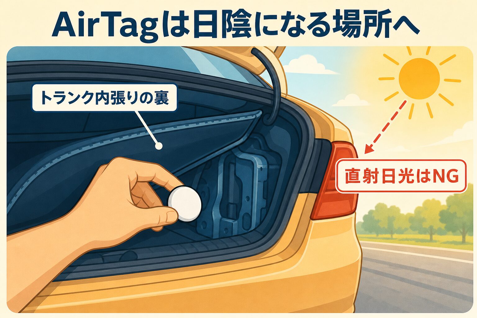 AirTagは日陰になる場所へ