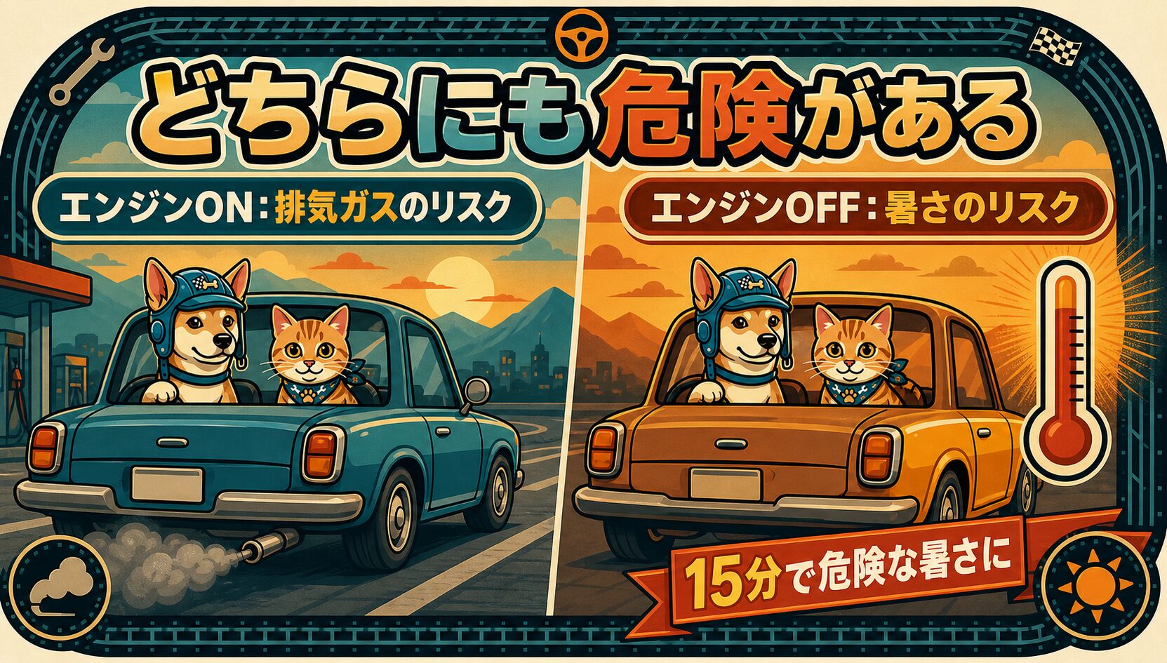 車で仮眠するときの2つのリスク。エンジンをかけたままなら排気ガス、切れば15分で危険な暑さになる