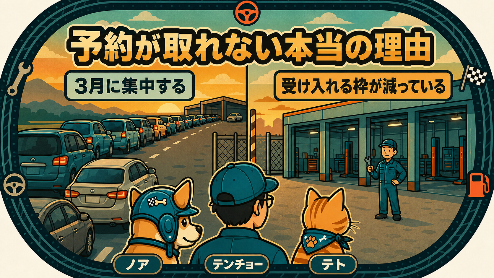 車検の予約が取れない理由。3月に台数が集中することと、整備士不足で受け入れ枠が減っていること