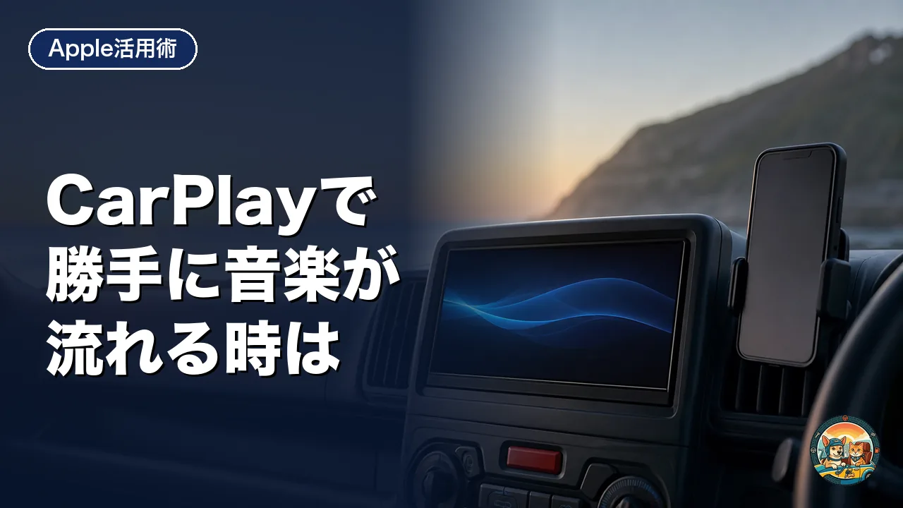 軽バンのダッシュボードに付いたディスプレイオーディオと、ホルダーに置いたスマートフォン。朝日が差し込む静かな車内
